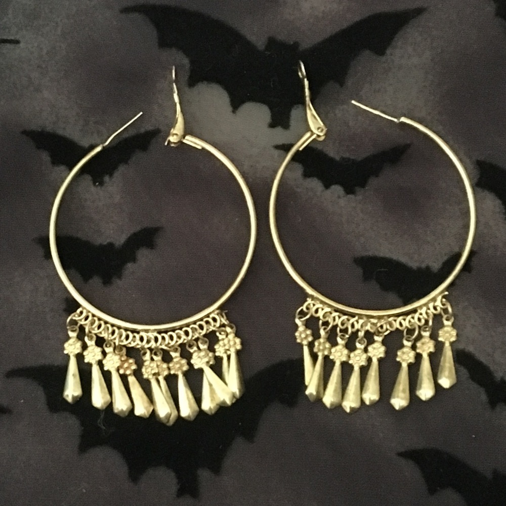 Gold Dangle Hoop Earrings